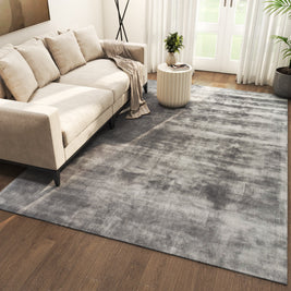 Carpet For Living room 6X9 Feet Blue Viscose Rectangle Solid Rug