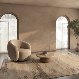 Carpet For Living room 5X8 Feet Ivory Wool Rectangle abstract Rug