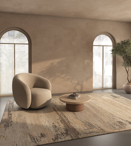 Carpet For Living room 5X8 Feet Ivory Wool Rectangle abstract Rug