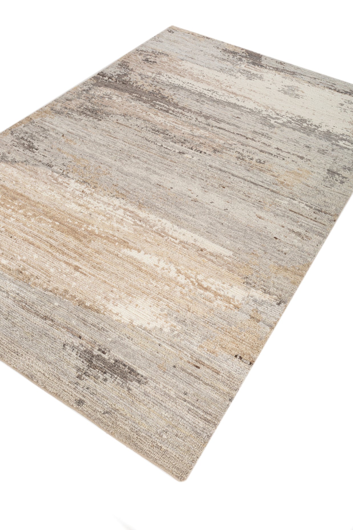 Carpet For Living room 5X8 Feet Ivory Wool Rectangle abstract Rug