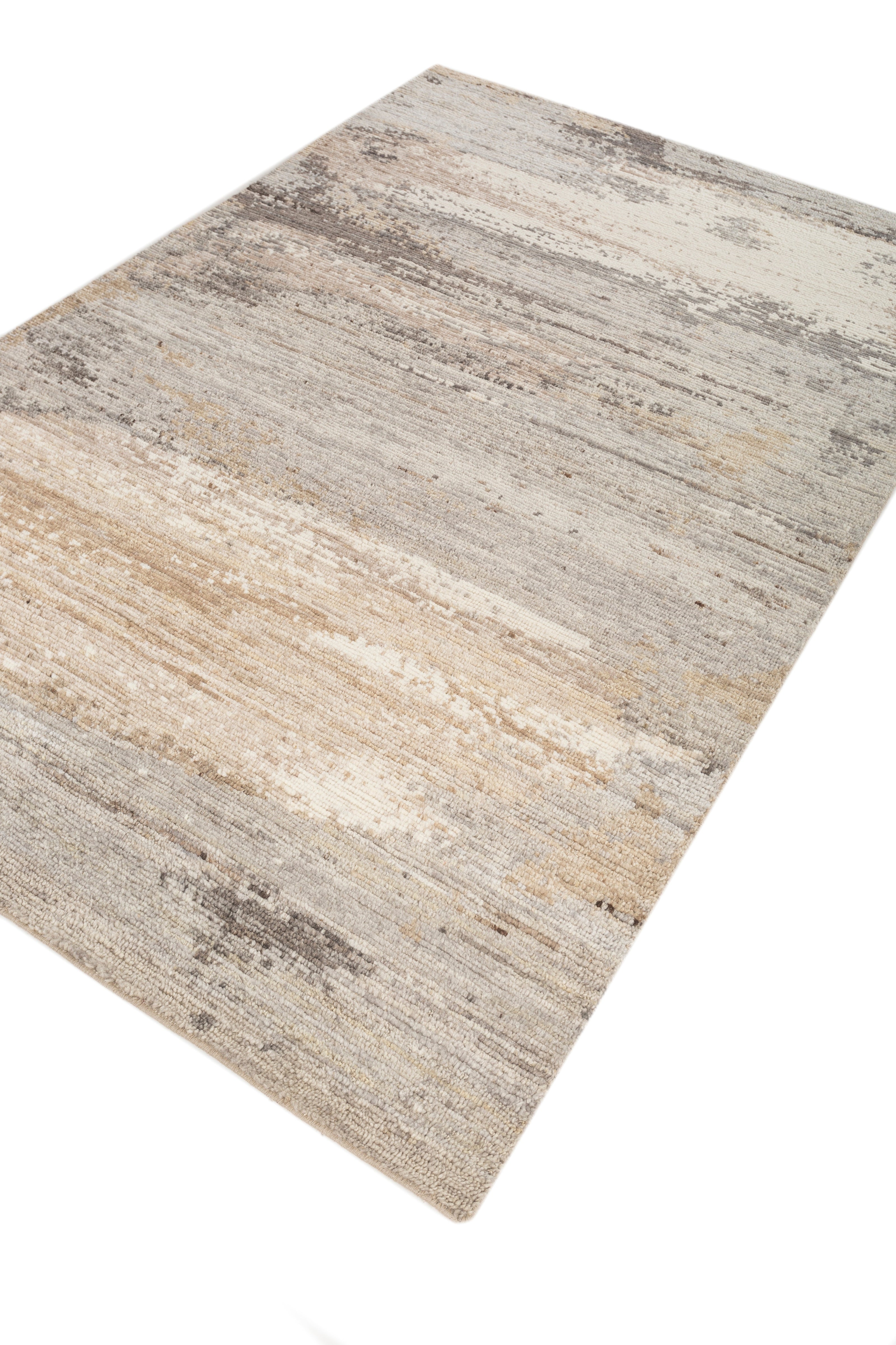 Carpet For Living room 5X8 Feet Ivory Wool Rectangle abstract Rug