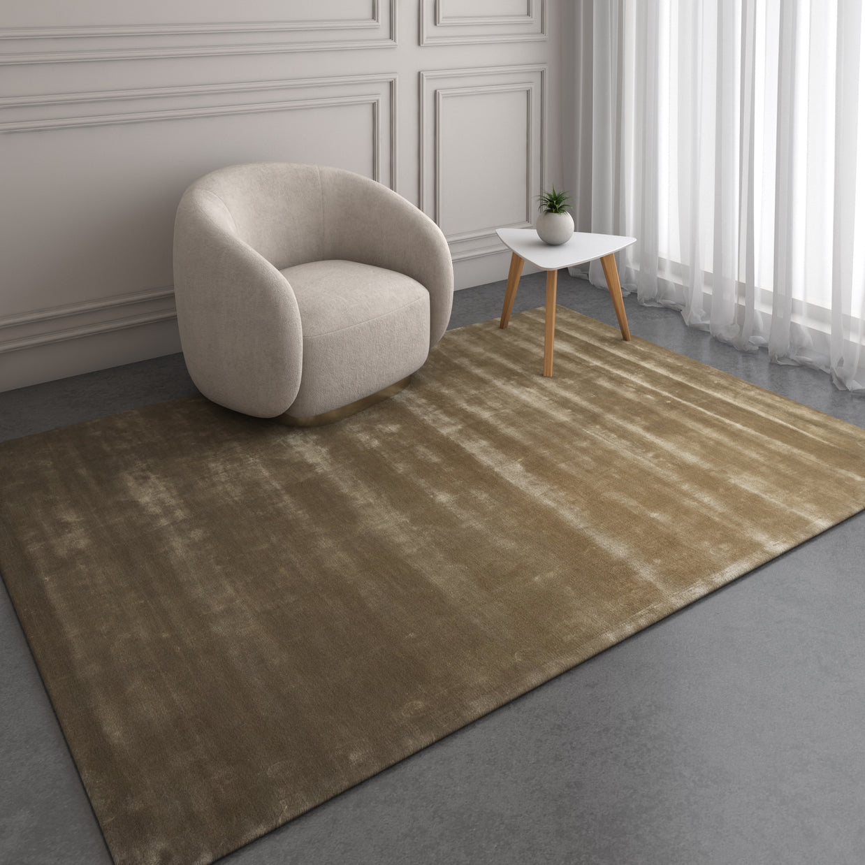 Carpet For Living room 4X6 Feet Green Viscose Rectangle Solid Rug