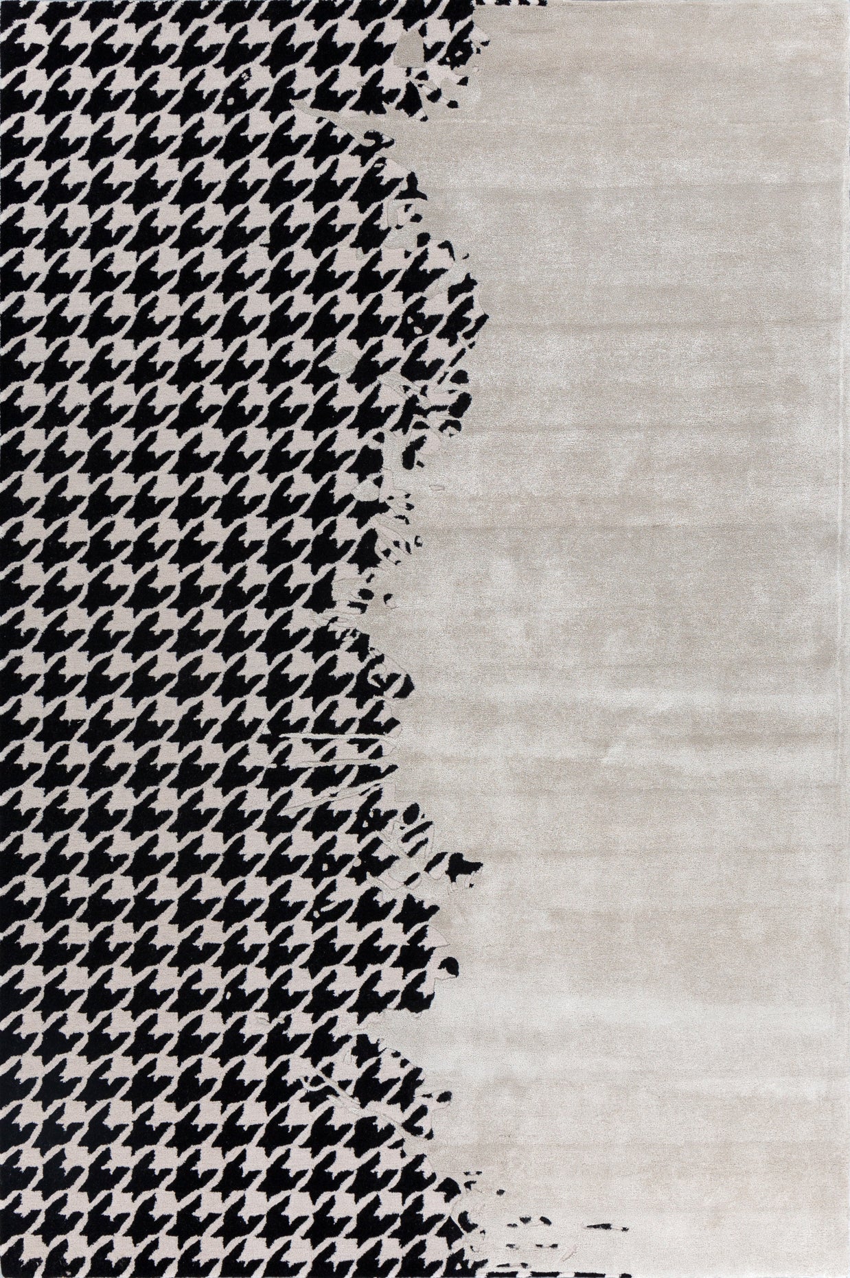 Carpet For Living room 6X9 Feet Ivory Wool and Viscose Rectangle Graphic and Art Deco Rug