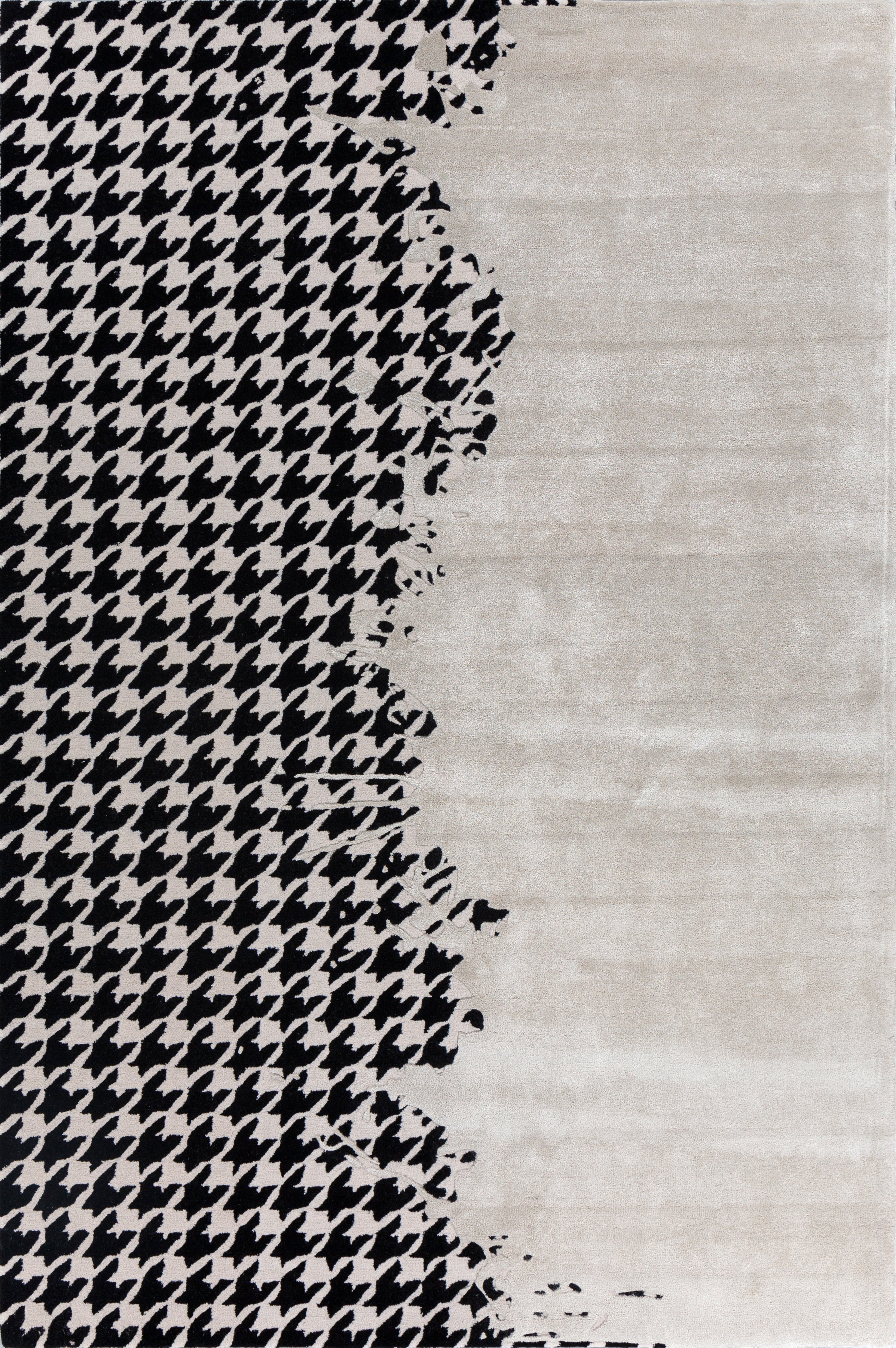 Carpet For Living room 6X9 Feet Ivory Wool and Viscose Rectangle Graphic and Art Deco Rug