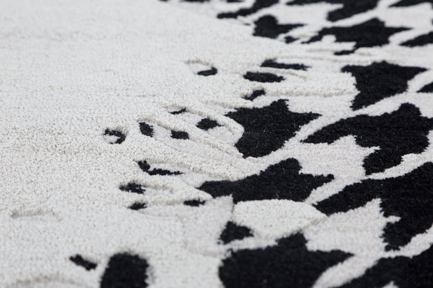 Carpet For Living room 6X9 Feet Ivory Wool and Viscose Rectangle Graphic and Art Deco Rug