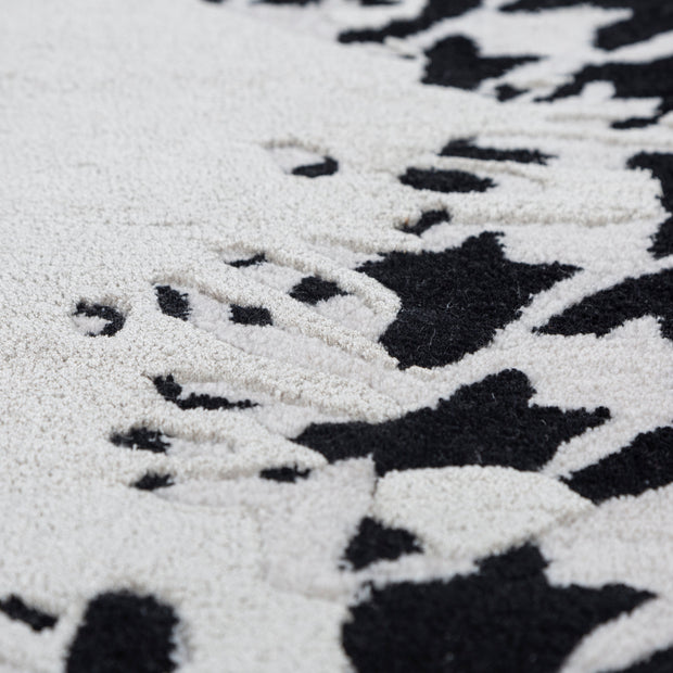 Carpet For Living room 6X9 Feet Ivory Wool and Viscose Rectangle Graphic and Art Deco Rug