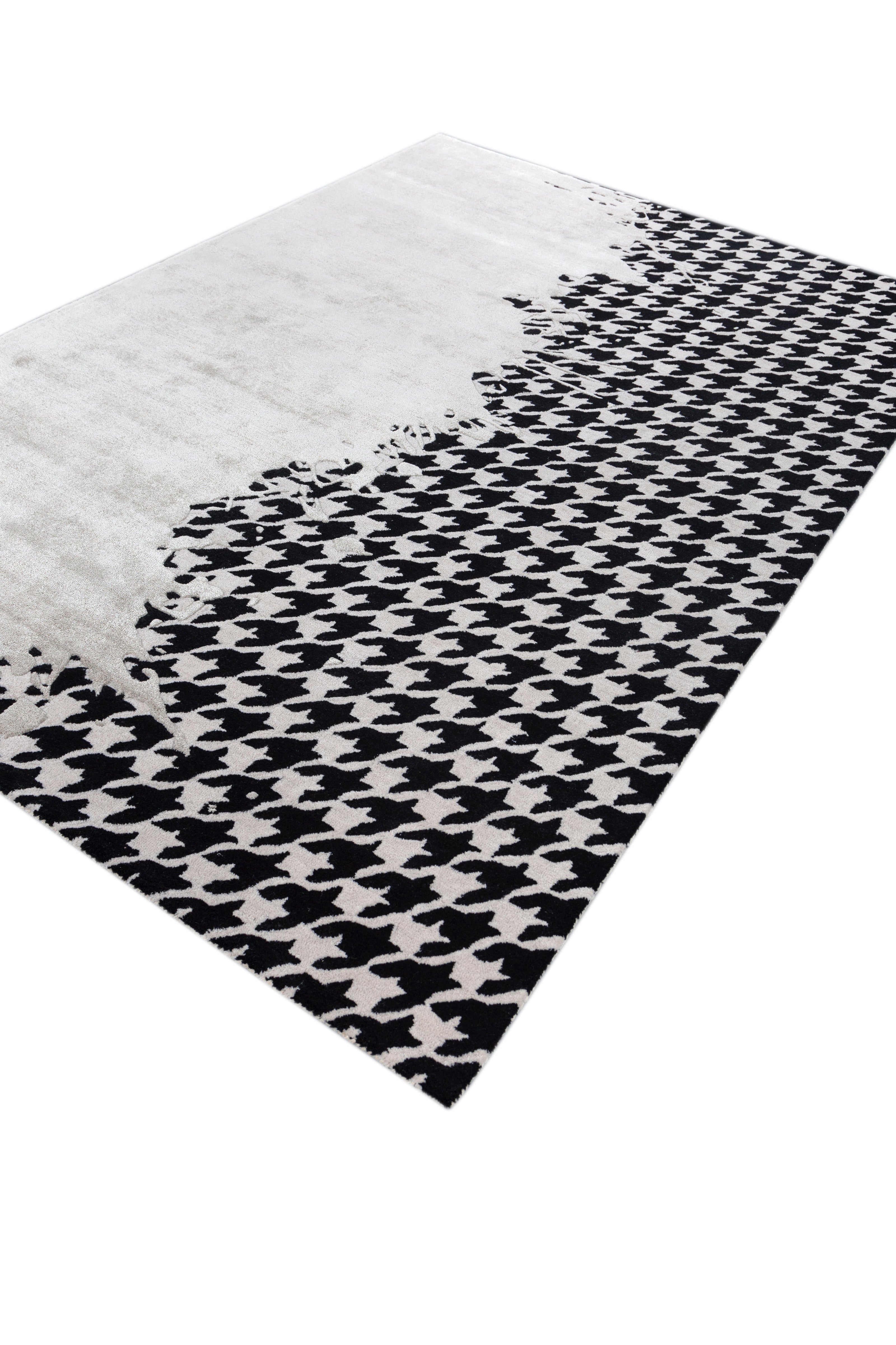 Carpet For Living room 6X9 Feet Ivory Wool and Viscose Rectangle Graphic and Art Deco Rug