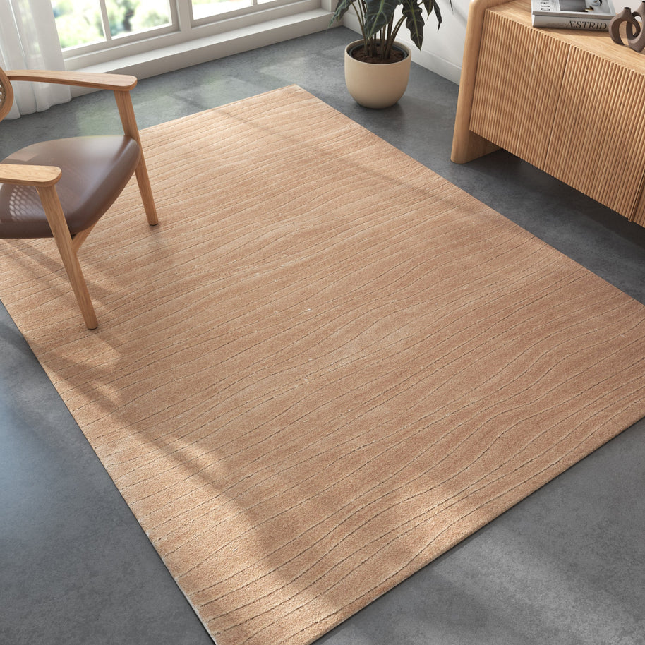 Carpet For Living room 4X6 Feet Red And Orange Wool Rectangle Solid Rug - I MEAN DESIGN