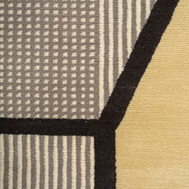 Carpet For Living room 5X8 Feet Ivory Wool Irregular Geometric and Stripes Rug