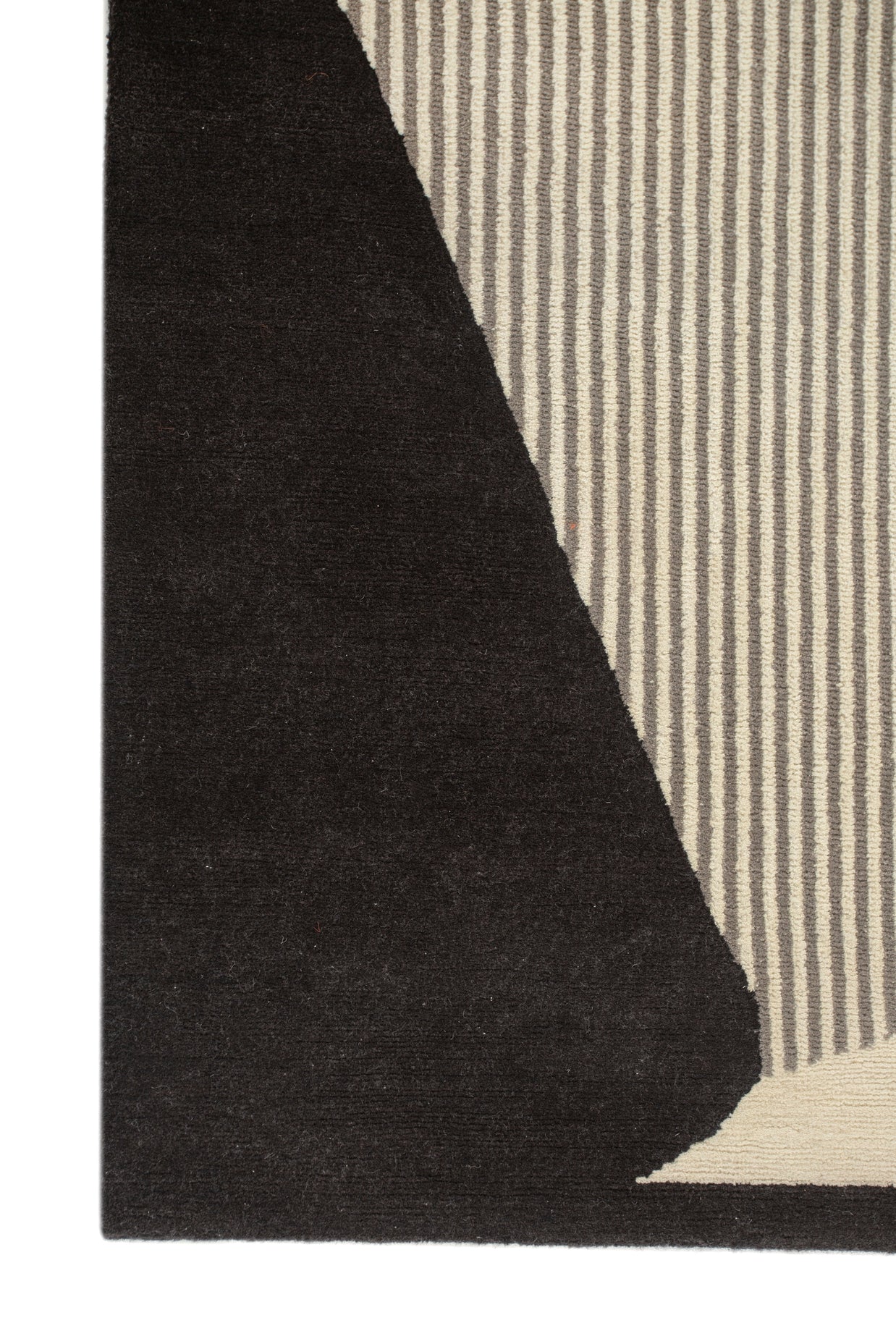 Carpet For Living room 5X8 Feet Ivory Wool Irregular Geometric and Stripes Rug