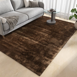 Carpet For Living room 5X8 Feet Beige And Brown Viscose Rectangle Solid Rug