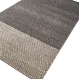 Carpet For Living room 5X8 Feet Grey And Black Wool & Viscose Rectangle Solid Rug
