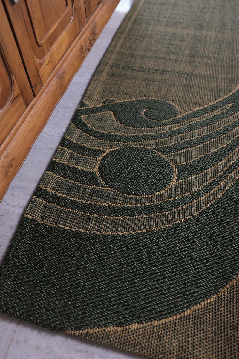 Nettipattam Green & Gold Sisal 2x6 feet Runner Rug - I MEAN DESIGN