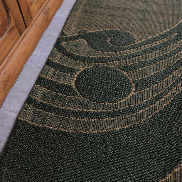 Nettipattam Green & Gold Sisal 2x6 feet Runner Rug - I MEAN DESIGN