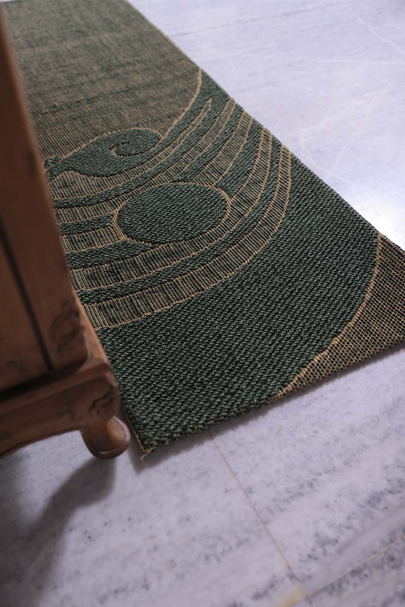 Nettipattam Green & Gold Sisal 2x6 feet Runner Rug - I MEAN DESIGN