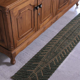 Vallamkali Green & Gold Sisal 1x7 feet Runner Rug - I MEAN DESIGN