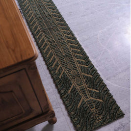 Vallamkali Green & Gold Sisal 1x7 feet Runner Rug - I MEAN DESIGN