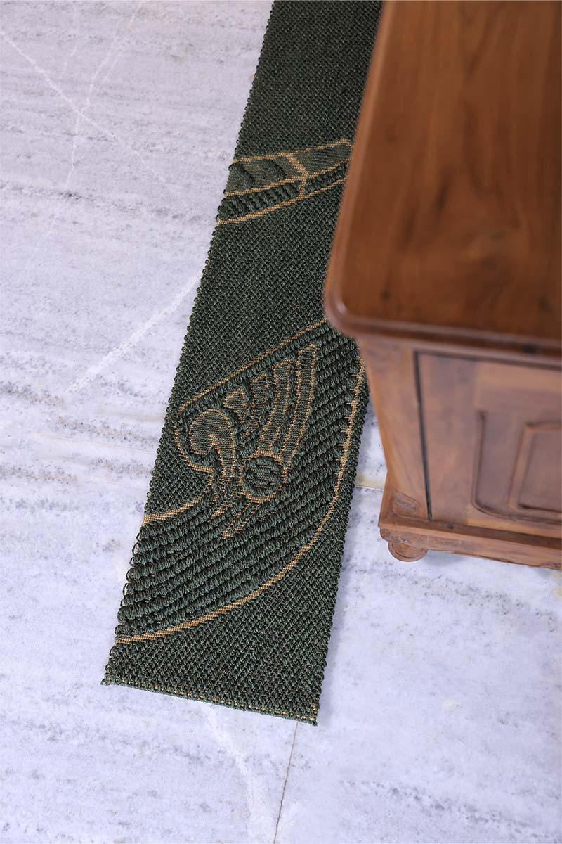 Kaliyodam Green & Gold Sisal 1x7.7 feet Runner Rug - I MEAN DESIGN