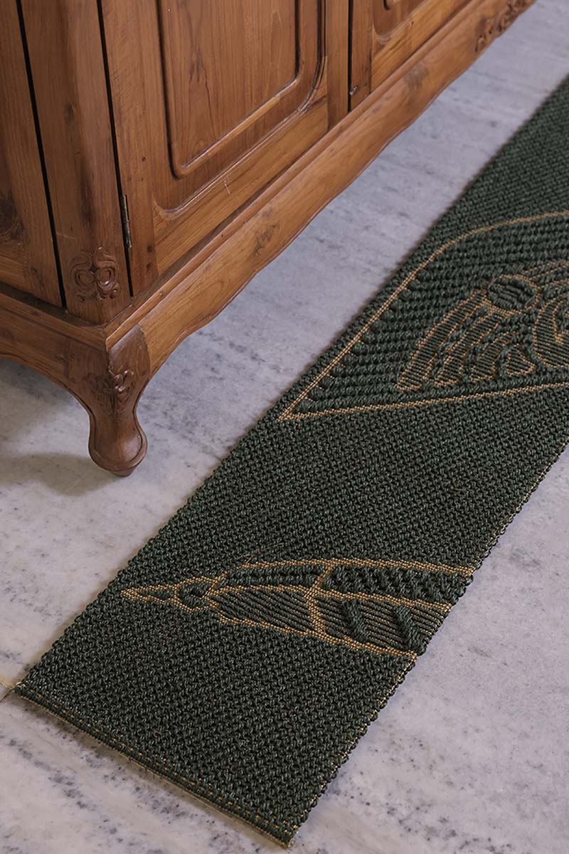 Kaliyodam Green & Gold Sisal 1x7.7 feet Runner Rug - I MEAN DESIGN