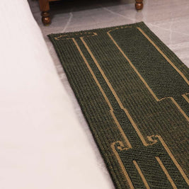 Pankayam Green & Gold Sisal 1.5x5 feet Runner Rug - I MEAN DESIGN