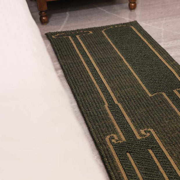 Pankayam Green & Gold Sisal 1.5x5 feet Runner Rug - I MEAN DESIGN