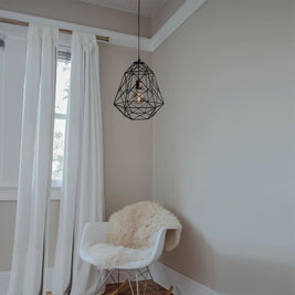 Scandinavian Design Trend - Geometric Industrial Decor Pendant Cage Lamp - The Black Steel