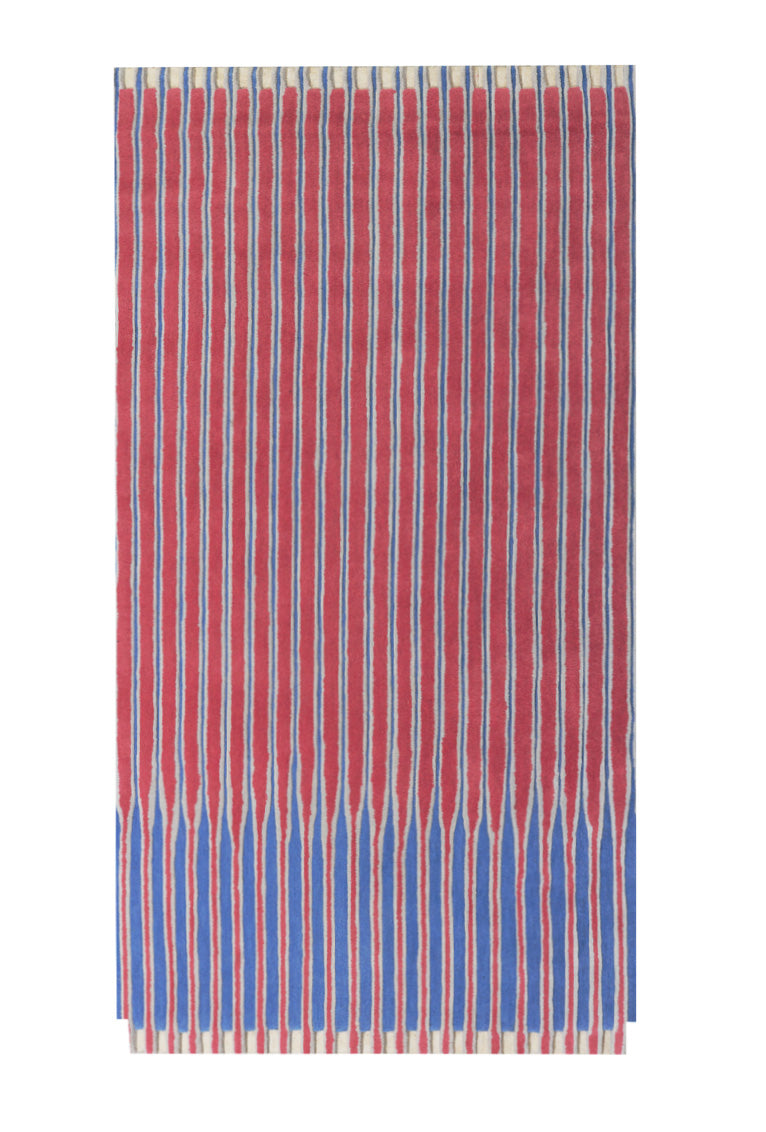 Shore Red & Blue Wool 4x8 feet Rectangle Rug - I MEAN DESIGN