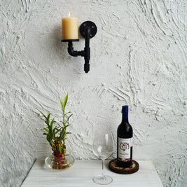 Solitary Industrial Candle Holder - The Black Steel