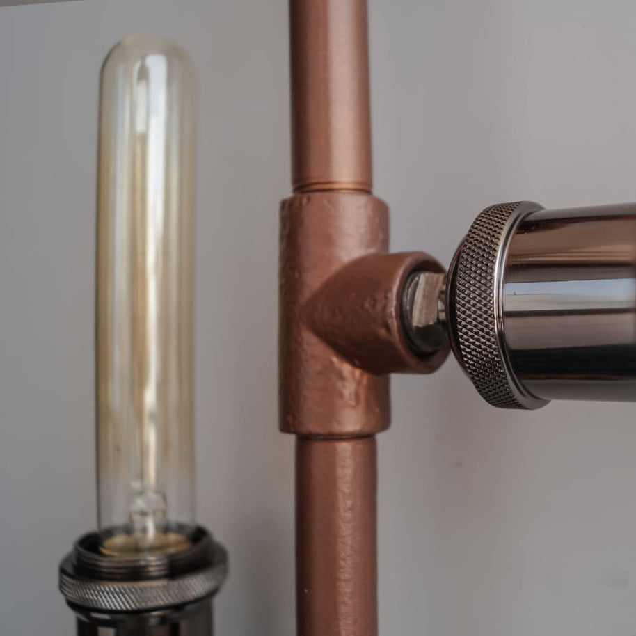 Steampunk Iron Pipe Lamp Wall Light Fixture - The Black Steel