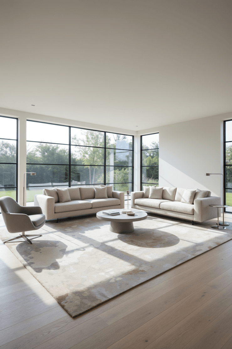 T A O S luxury handmade rug by Cherom in beige and ivory tones, modern rug, New Zealand wool.