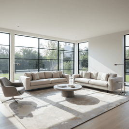 T A O S luxury handmade rug by Cherom in beige and ivory tones, modern rug, New Zealand wool.