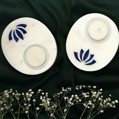 Lotus TeaLight Blue - Set of 2