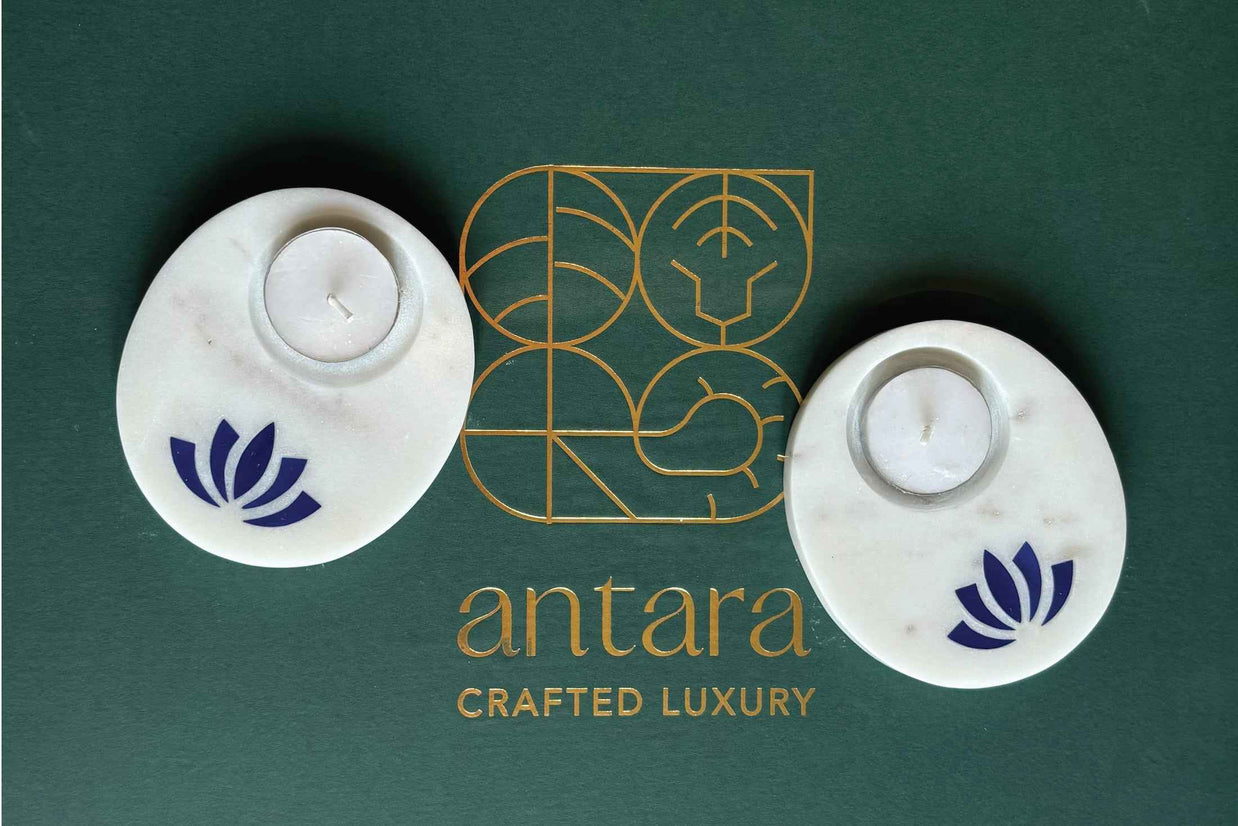 Lotus TeaLight Blue - Set of 2