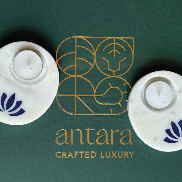 Lotus TeaLight Blue - Set of 2