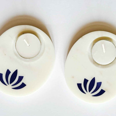 Lotus TeaLight Blue - Set of 2