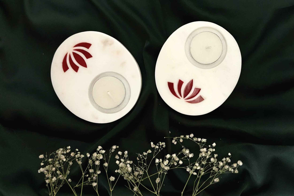 Lotus TeaLight Red - Set of 2