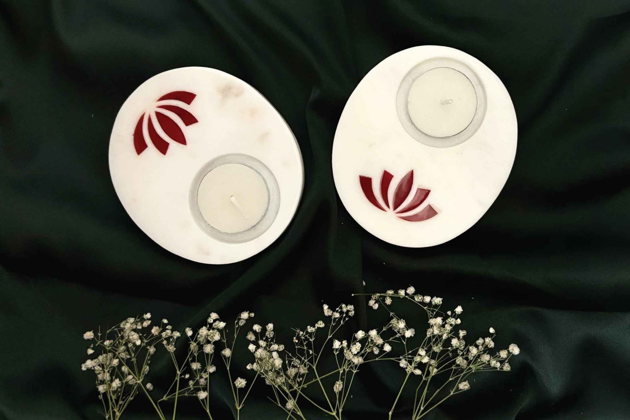 Lotus TeaLight Red - Set of 2