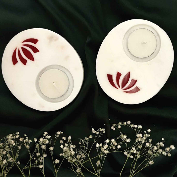 Lotus TeaLight Red - Set of 2