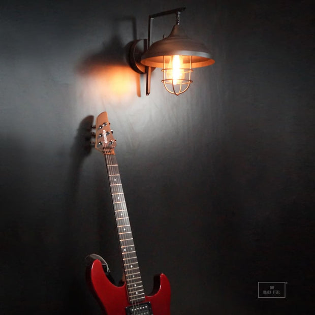 Theopompus Lantern Vintage Style Interior Wall Lamp - The Black Steel