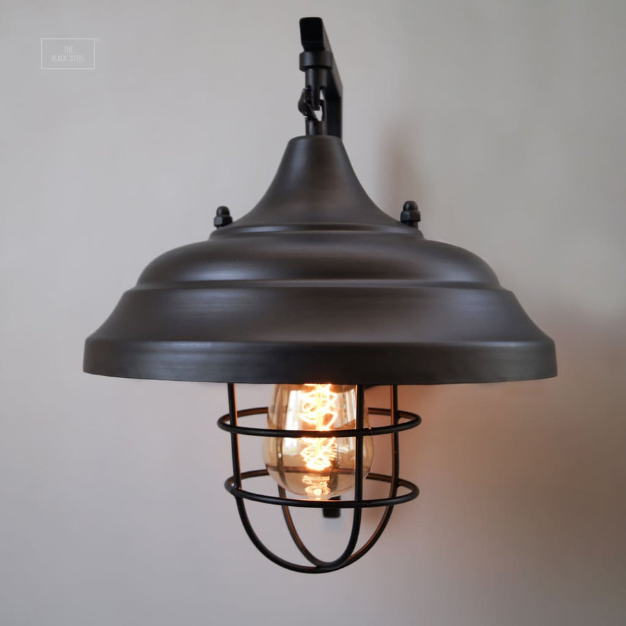 Theopompus Lantern Vintage Style Interior Wall Lamp - The Black Steel