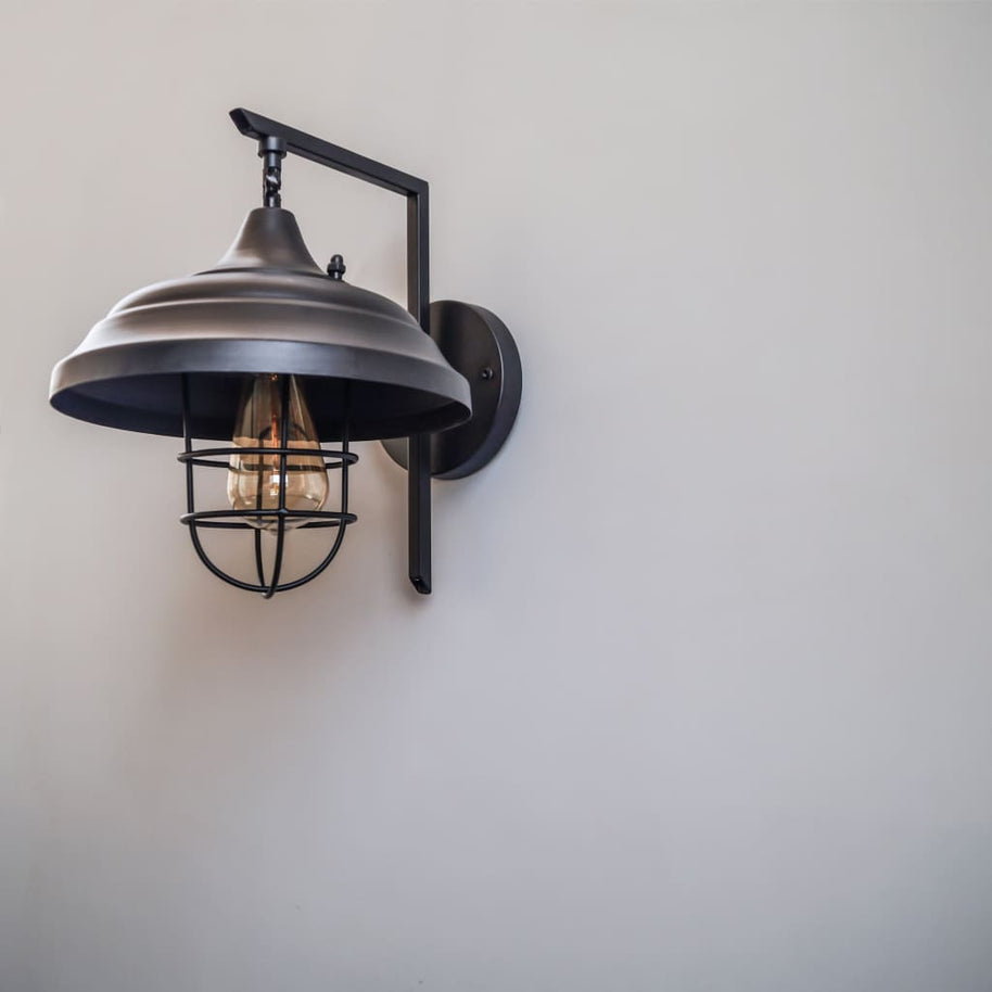 Theopompus Lantern Vintage Style Interior Wall Lamp - The Black Steel