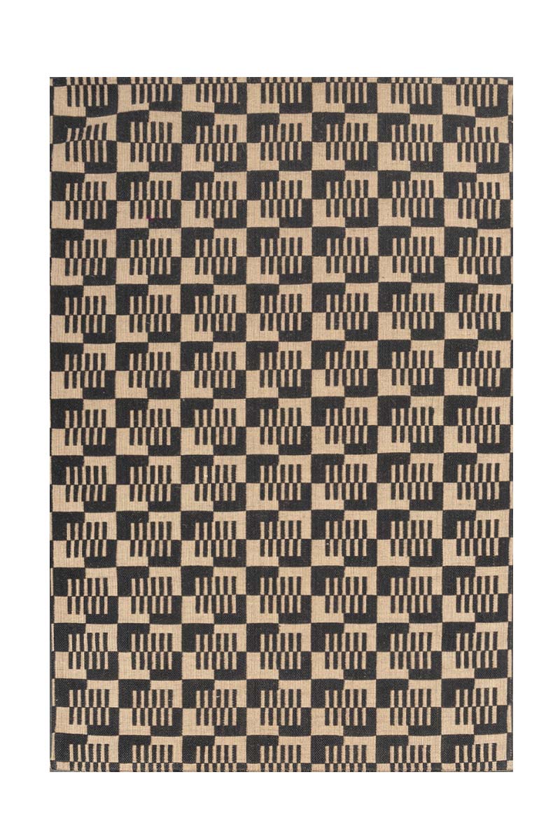 Optic Grid Black natural Jute 6x9 feet Rectangle Rug - I MEAN DESIGN