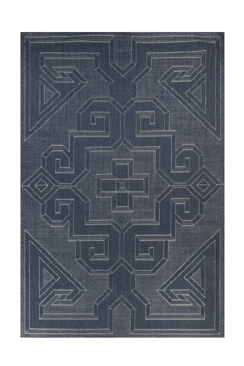 Titan Grid Blue Sisal 8x10 feet Rectangle Rug - I MEAN DESIGN