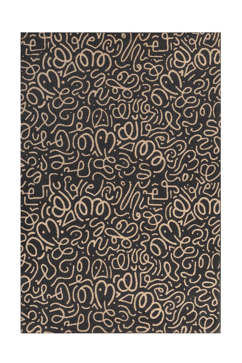 Doodle Flow Black natural Jute 6x9 feet Rectangle Rug - I MEAN DESIGN