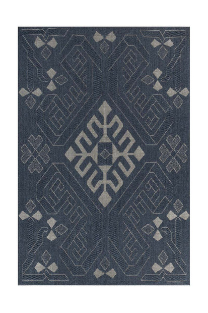 Tribal Maze Blue Sisal 6x9 feet Rectangle Rug