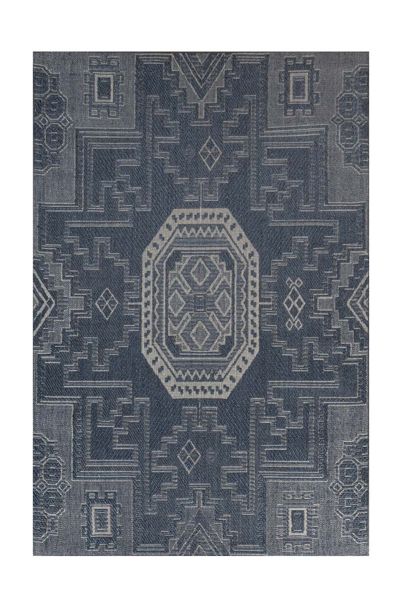 Geometric Blue Blue Sisal 6x9 feet Rectangle Rug - I MEAN DESIGN