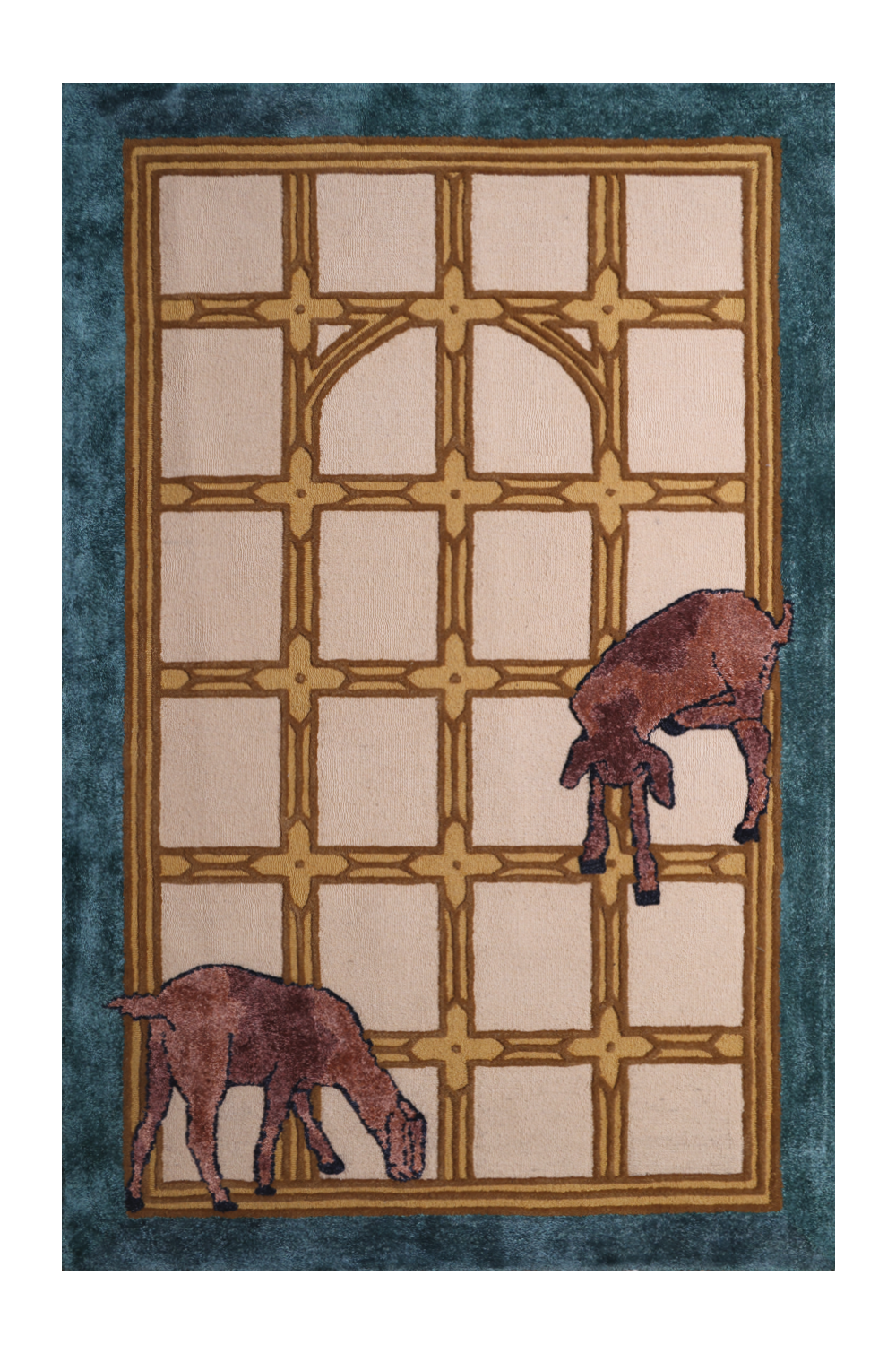 Spice Bazaar Green Gold & Beige Wool Bamboo Silk 5x8 feet Rectangle Rug - I MEAN DESIGN