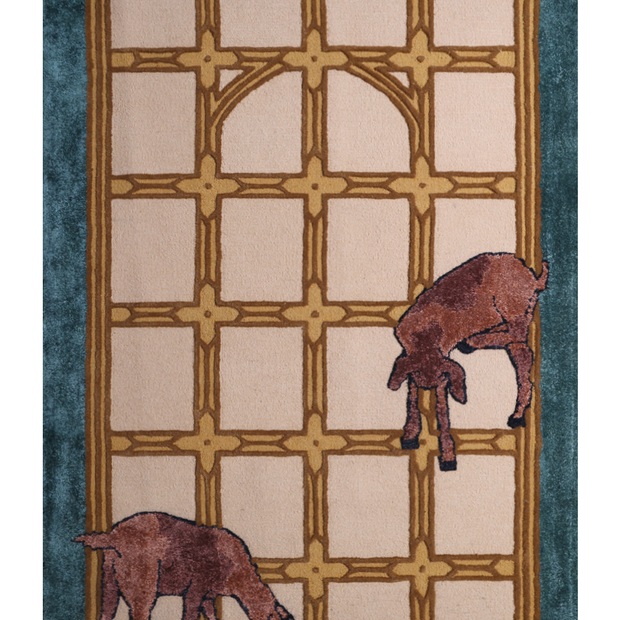 Spice Bazaar Green Gold & Beige Wool Bamboo Silk 5x8 feet Rectangle Rug - I MEAN DESIGN