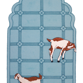 Jew Town Turquoise & Brown Wool Bamboo Silk 5x8 feet Rectangle Rug - I MEAN DESIGN