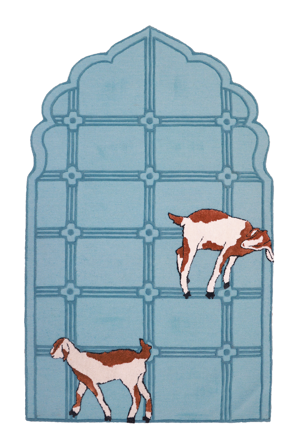 Jew Town Turquoise & Brown Wool Bamboo Silk 5x8 feet Rectangle Rug - I MEAN DESIGN